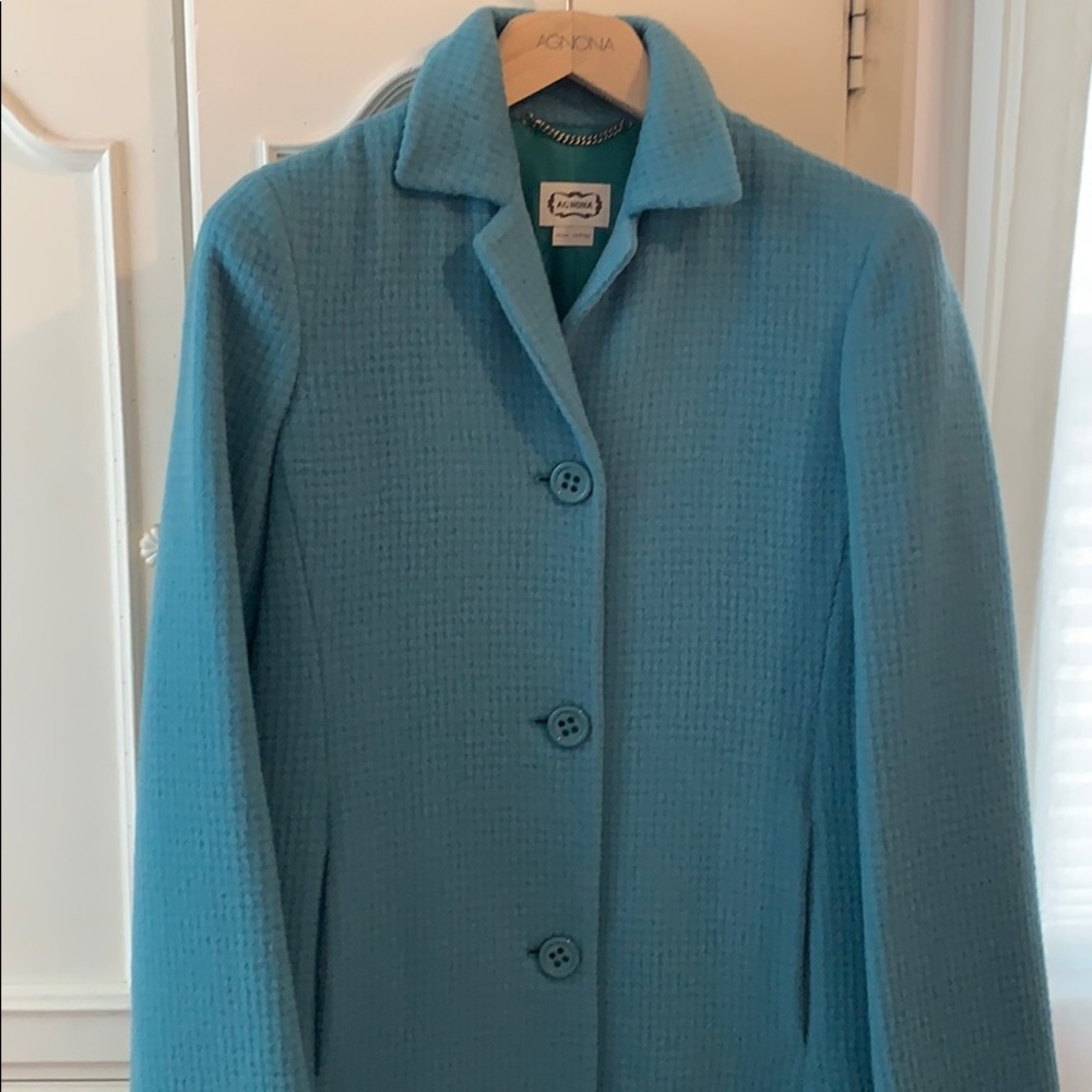 Agnona teal colored peacoat
